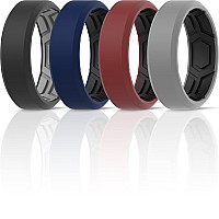 Thunderfit Men Breathable Air Grooves Silicone Wedding Ring Wedding Bands 8Mm Wide Dark Blue Bblack Dark Red Ablack Grey