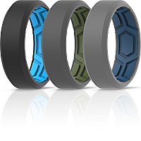 Thunderfit Men Breathable Air Grooves Silicone Wedding Ring Wedding Bands 8Mm Wide Grey Bolive Green Blacksky Blue E Grey