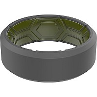 Thunderfit Men Breathable Air Grooves Silicone Wedding Ring Wedding Bands 8Mm Wide Grey Bolive Green Size 657 173Mm