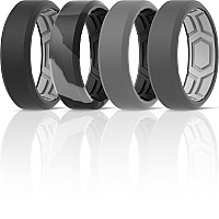 Thunderfit Men Breathable Air Grooves Silicone Wedding Ring Wedding Bands 8Mm Wide Grey Blight Grey A Grey Ablack Blackg