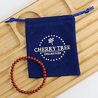 Cherry Tree Collection Small Medium Large Sizes Gemstone Beaded Bracelets For Women Men And Teens 4Mm Round Beads Red