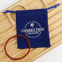 Cherry Tree Collection Small Medium Large Sizes Gemstone Beaded Bracelets For Women Men And Teens 4Mm Round Beads Red