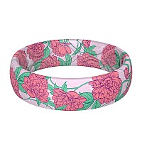 Thunderfit Silicone Wedding Bands For Women Printed Design 55Mm Width 18Mm Thick Floral Pink Pattern Size 10105 2010M