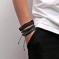 Hzman Wrap Bracelets Men Women Hemp Cords Wood Beads Ethnic Tribal Bracelets Leather Wristbands Wooden Bead Style 7