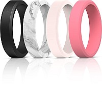 Thunderfit Silicone Rings For Men Bevelled 6Mm Wide Black Light Marble Light Pink B Light Red B Size 556 165Mm