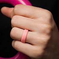 Thunderfit Silicone Rings For Men Bevelled 6Mm Wide Black Light Marble Light Pink B Light Red B Size 556 165Mm