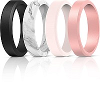 Thunderfit Silicone Rings For Men Bevelled 6Mm Wide Black Light Marble Light Pink B Rose Gold C Size 859 189Mm