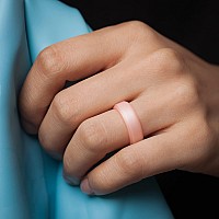 Thunderfit Silicone Rings For Men Bevelled 6Mm Wide Black Light Marble Light Pink B Rose Gold C Size 10511 206Mm