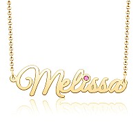 Cooljewelry 925 Sterling Silver Personalized Name Necklace With Birthstone 18K Gold Plated Nameplate Personalized Jewelry Gift F