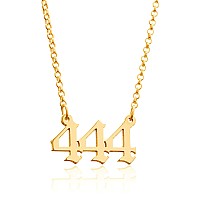 Cooljewelry Angel Number Necklace For Women 111 222 333 444 555 666 777 888 999 Old English Numerology Stainless Steel Necklace