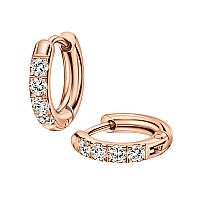 Rose Gold Earrings Unisex Cubic Zirconia Huggie Hoop Earrings For Women Surgical Steel Earrings Rose Gold Huggie Earrings For Wo