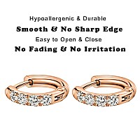 Rose Gold Earrings Unisex Cubic Zirconia Huggie Hoop Earrings For Women Surgical Steel Earrings Rose Gold Huggie Earrings For Wo