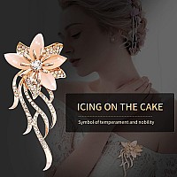 Unaone Brooches For Women Set Of 2 Rhinestone Brooch Pins Elegant Gold Crystal Floral Wedding Bouquet Brooch