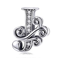 Bisaer 925 Sterling Silver Initial Letter J Charms For Bracelets Alphabet Beads Charm Jewelry Gifts