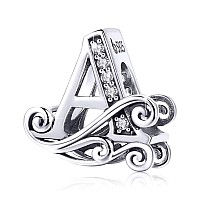 Bisaer 925 Sterling Silver Initial Letter A Charms For Bracelets Alphabet Beads Charm Jewelry Gifts