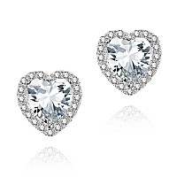 Cubic Zirconia Earrings Studs Heart Earrings For Women Yomela White Gold Small Dainty Hypoallergenic Clear Heart Cz Stud Earrin