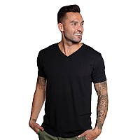 Into The Am V Neck T Shirts Men Fitted Casual Essential Plain Undershirt Sleep Vneck Tshirt For Guys Black Large