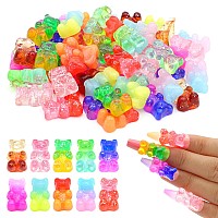 50 Pieces Nail Glitter Gummy Bear Charmsresin Flatbacks Candy Bear Charms For Slime Nails Diy Craft Scrapbooking Phone Case Dol