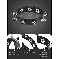 Hicarer 3 Pieces Leather Punk Bracelet For Men Women 80S Wristband Goth Punk Rock Bracelet Cuff Bangle Unisex For Halloween Part