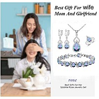 Lmxxvj Mystic Rainbow Fire Cubic Zirconia Jewelry Sets For Womenplatinum Plated Necklace Open Ring Earrings Tennis Bracelet Gif