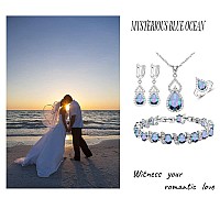 Lmxxvj Mystic Rainbow Fire Cubic Zirconia Jewelry Sets For Womenplatinum Plated Necklace Open Ring Earrings Tennis Bracelet Gif