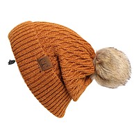 Cc Hatsandscarf Exclusives Honey Comb Pattern Beanie With Pom Hat2079 Golden Camel