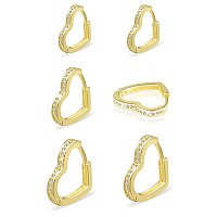 Alexcraft Small Gold Hoop Earrings 3 Pairs Gold Huggie Hoops Heart Love Diamond Gold Huggie Earrings