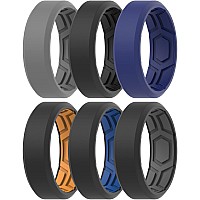 Thunderfit Men Breathable Air Grooves Silicone Wedding Ring Wedding Bands 8Mm Wide Grey A Black Dark Blue B Dark Blue Hbl