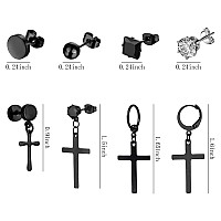 Newitin 15 Pairs Stainless Steel Stud Earrings For Men Hypoallergenic Earrings Cross Earrings Unisex Punk Earrings Men Earrings