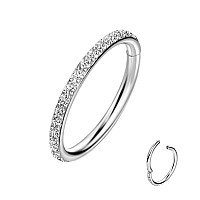 8Mm 18G Conch Piercing Jewelry 316L Surgical Steel Segment Nose Hoop Ring Cz Paved Segment Helix Piercing Jewelry Earring Rook R