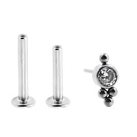 Newkeepsr 08Mm20G G23 Titanium Press Fit Threadless Push Pop In 25Mm Flat Gem Top Flatback Labret Lip Monroe Stud Tragus6Mm