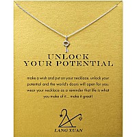 Lang Xuan Friendship Key Compass Necklace Message Card Moon Pendant Good Luck Elephant Pendant Chain Necklace With Gift Card