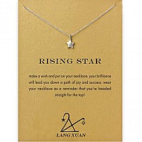 Lang Xuan Friendship Star Compass Necklace Message Card Moon Pendant Good Luck Elephant Pendant Chain Necklace With Gift Card