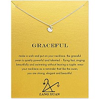 Lang Xuan Friendship Swan Compass Necklace Message Card Elephant Pendant Good Luck Elephant Pendant Chain Necklace With Gift Car