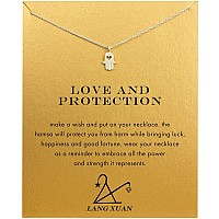 Lang Xuan Friendship Heart Compass Necklace Message Card Key Pendant Good Luck Elephant Pendant Chain Necklace With Gift Card