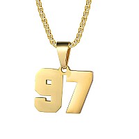 Number Necklaces Personalized Necklaces 18K Gold Plated Initial Number Pendant Stainless Steel Chain Movement Necklaces For Men