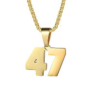 Number Necklaces Personalized Necklaces 18K Gold Plated Initial Number Pendant Stainless Steel Chain Movement Necklaces For Men