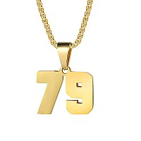 Number Necklaces Personalized Necklaces 18K Gold Plated Initial Number Pendant Stainless Steel Chain Movement Necklaces For Men