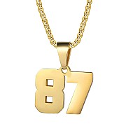 Number Necklaces Personalized Necklaces 18K Gold Plated Initial Number Pendant Stainless Steel Chain Movement Necklaces For Men