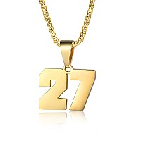 Number Necklaces Personalized Necklaces 18K Gold Plated Initial Number Pendant Stainless Steel Chain Movement Necklaces For Men