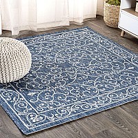 Jonathan Y Smb106D5Sq Charleston Vintage Filigree Textured Weave Indoor Outdoor Area Rug Classic Coastal Easy Cleaning Bedroom