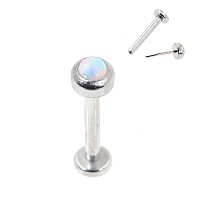 Newkeepsr 20G G23 Titanium Press Fit Threadless Push Pop In 25Mm White Opal Top Labret Lip Monroe Backing For Nose Stud Piercin