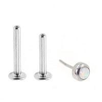 Newkeepsr 20G G23 Titanium Press Fit Threadless Push Pop In 25Mm White Opal Top Labret Lip Monroe Backing For Nose Stud Piercin