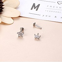 Drperfect Cartilage Earring Stud 16G Stainless Steel Internally Threaded Cz Flower Heart Bee Butterfly Snake Helix Tragus Conch