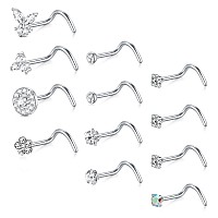 Briana Williams Screw Nose Rings For Women 20G Nose Screw Studs Rings Surgical Stainless Steel Nose Rings Studs Nose Piercings J