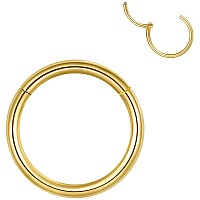 Lovebodyjewelry 2Pcs 18G 13Mm Hinged Hoop Nose Ring Gold Septum Ring Clicker 316L Surgical Steel Nose Hoop 18 Gauge Cartilage Ea