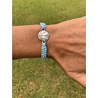 Sportybella Basketball Bracelet Charm Bracelet Basketball Jewelry Perfect Basketball Gift Light Blue