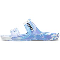 Crocs Unisex-Adult Classic Tie Dye Two-Strap Sandals, Whiteoxygen, 8 Men10 Women