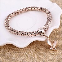 Silaner Crystal Charms Multilayer Bracelets 3Pcs Goldsilverrose Gold Corn Chain Bracelet For Women Solid Butterfly Charm Sh