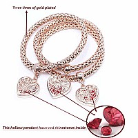 Silaner Crystal Love Charms Multilayer Bracelets 3Pcs Goldsilverrose Gold Corn Chain Bracelet For Women Rose Heart Charm Sh